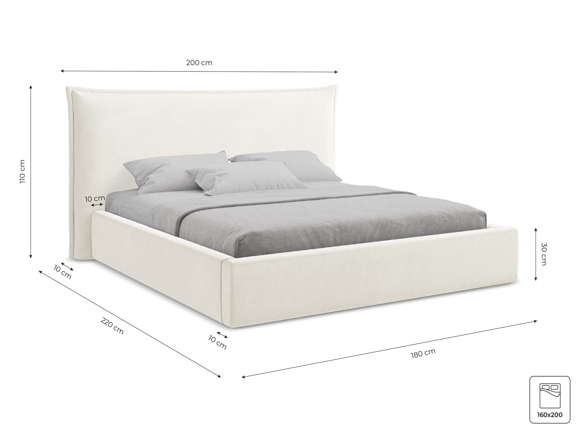 Bluvel - Fabb - Jasny beż - 160x200