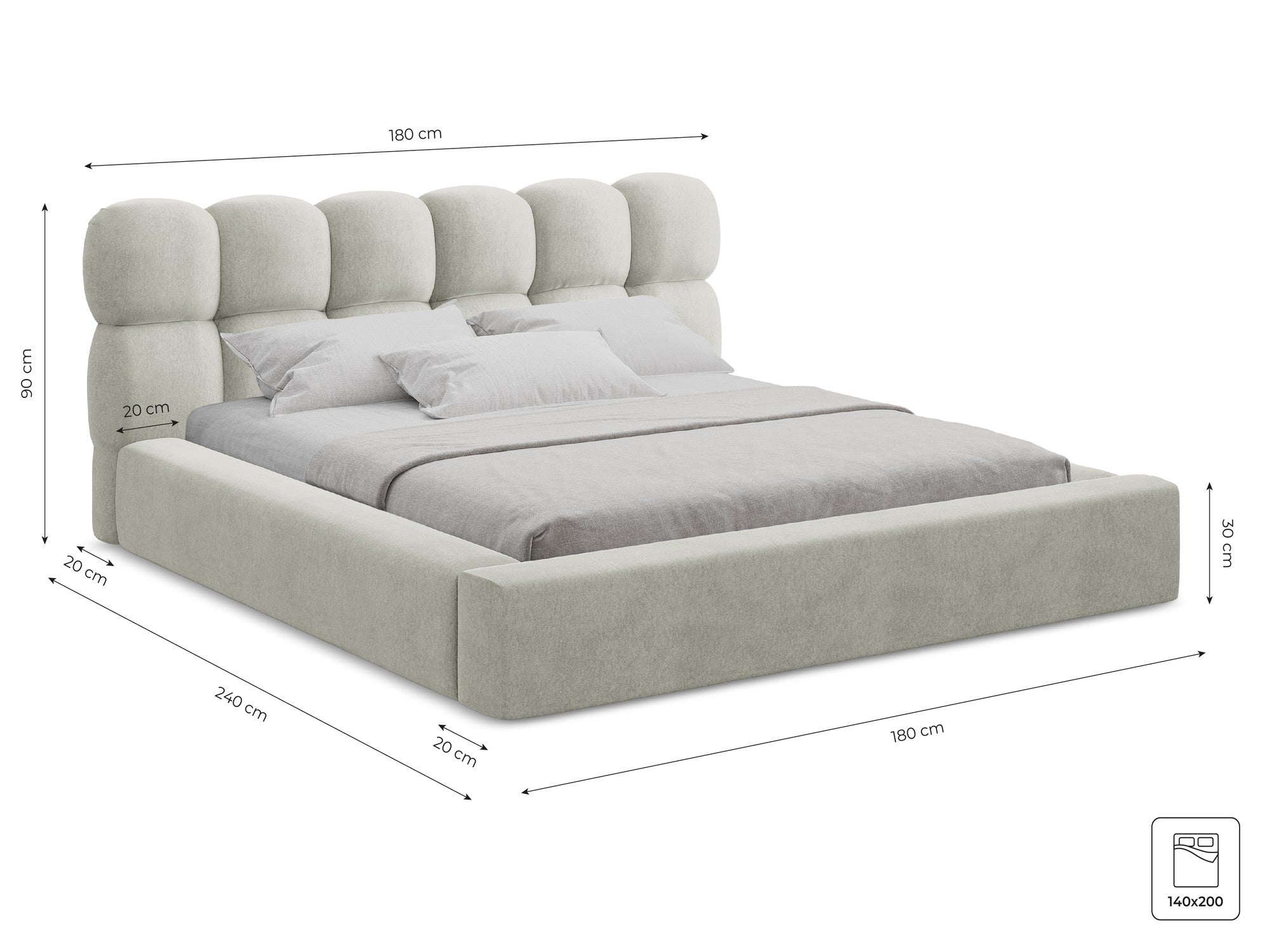 Eden - Sic - Ciemny beż - 140x200