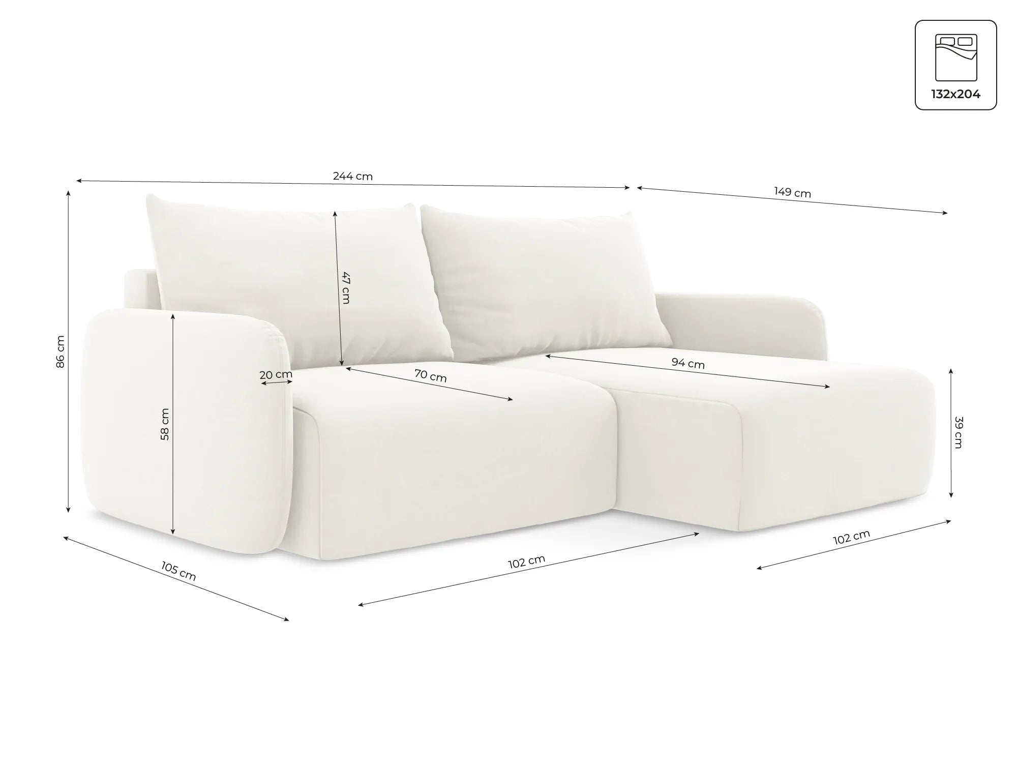 Bluvel - Fabb - Jasny beż / Prawy