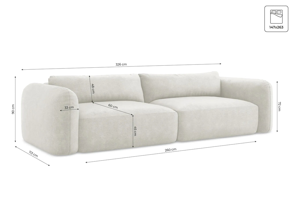 Sofa 4-seater with sleeping function Mele - 326cm