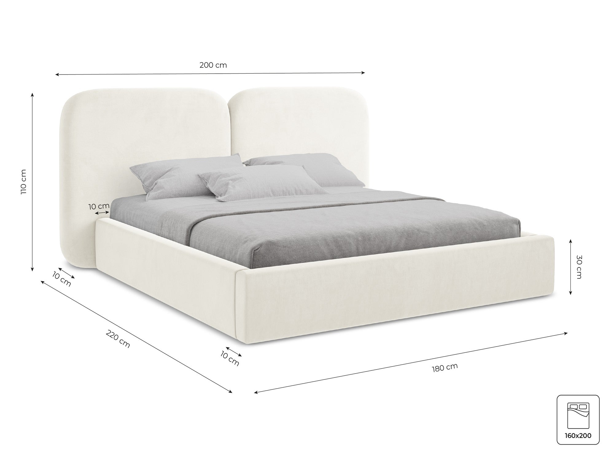 Bluvel - Fabb - Jasny beż - 160x200