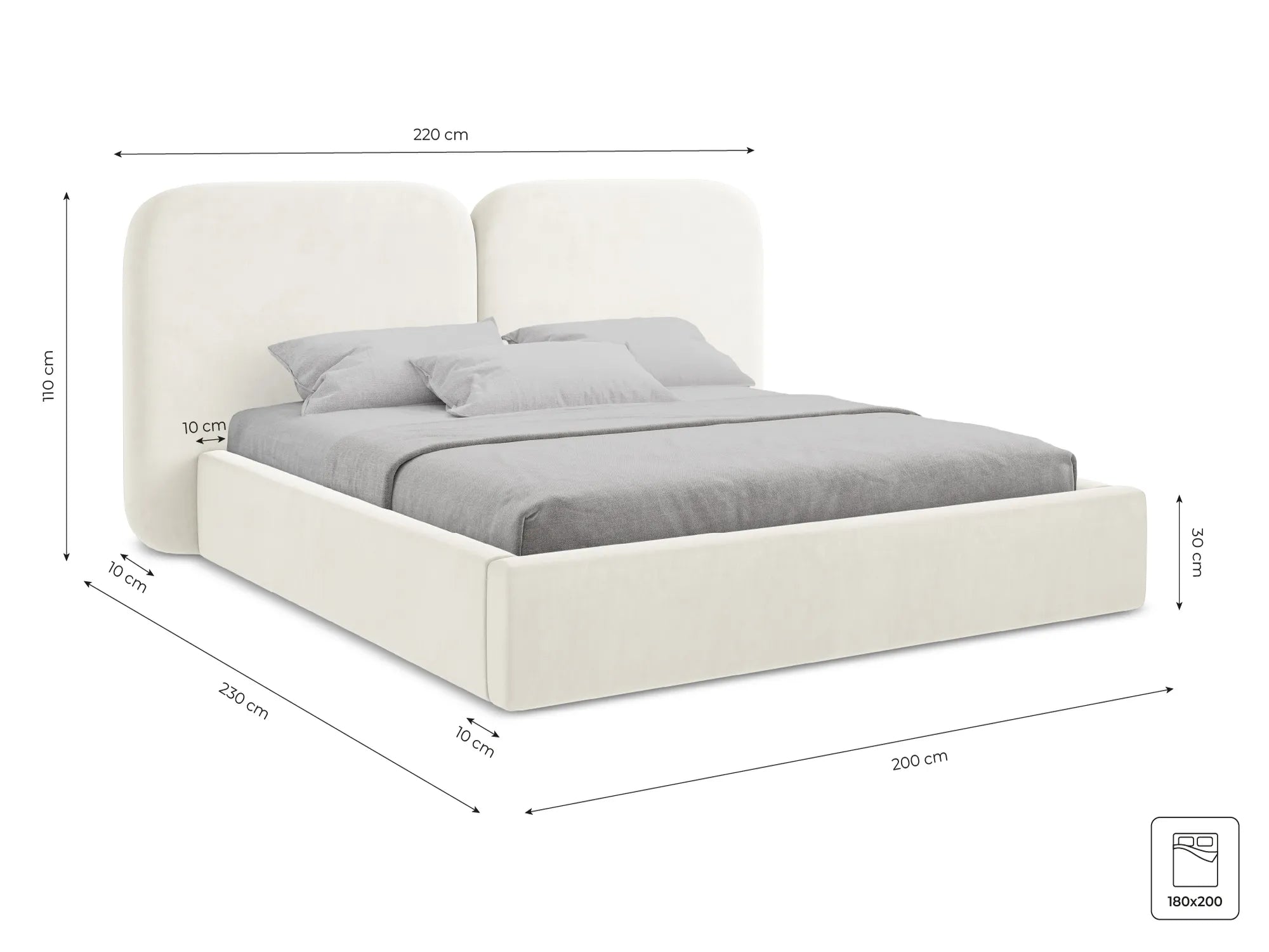 Bluvel - Fabb - Jasny beż - 180x200