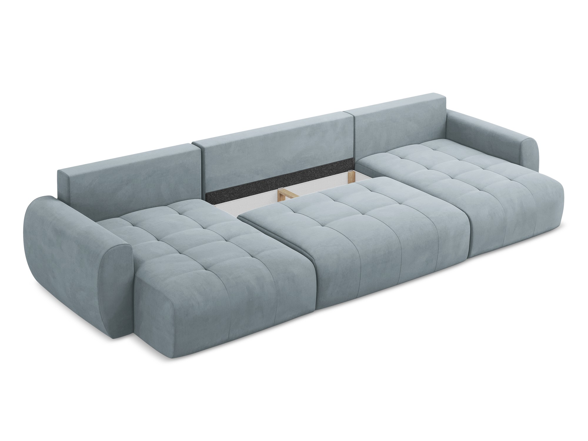 Makamii - Panorama Ecksofa mit Schlaffunktion Kiwi - 385cm
